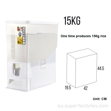 Barril de almacenamiento de arroz de plástico de 15 kg para uso en cocina